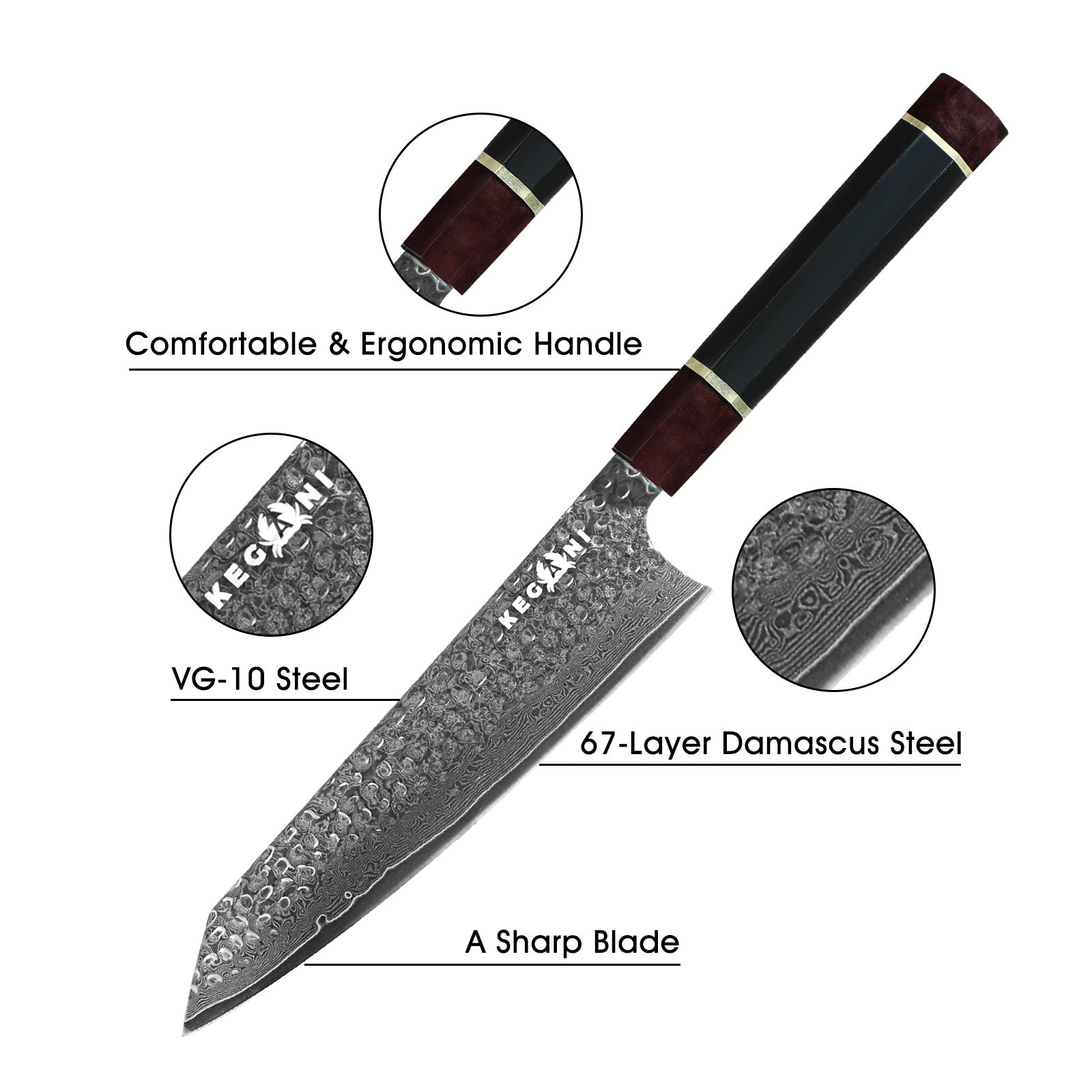 Kegani Signature Kiritsuke Chef Knife