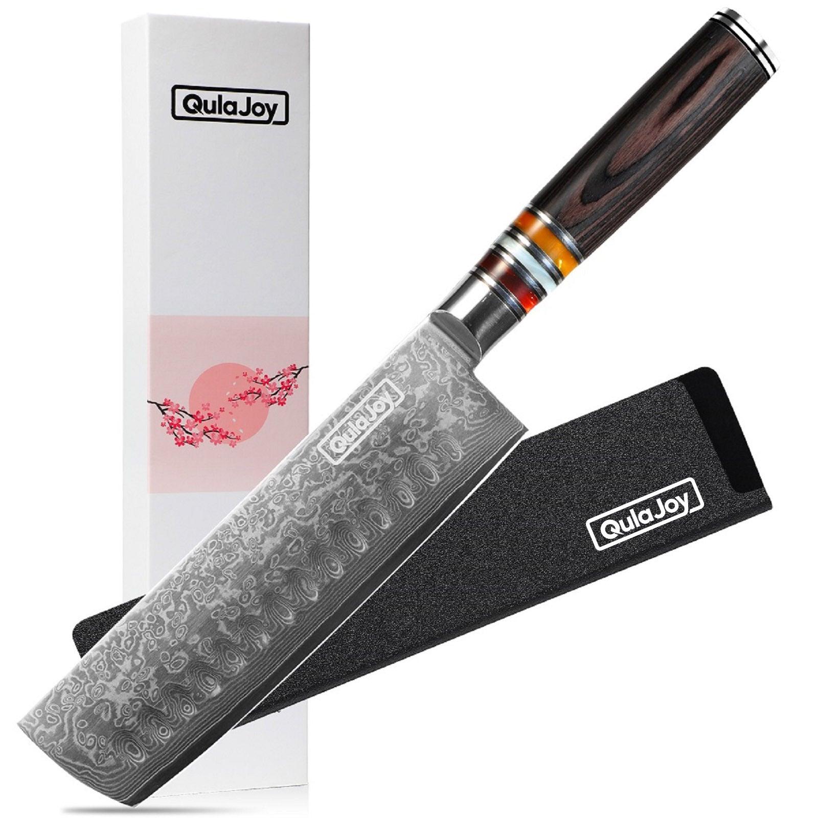 Qulajoy 7" Nakiri Chef Knife – Damascus VG-10 Steel, 67 Layers