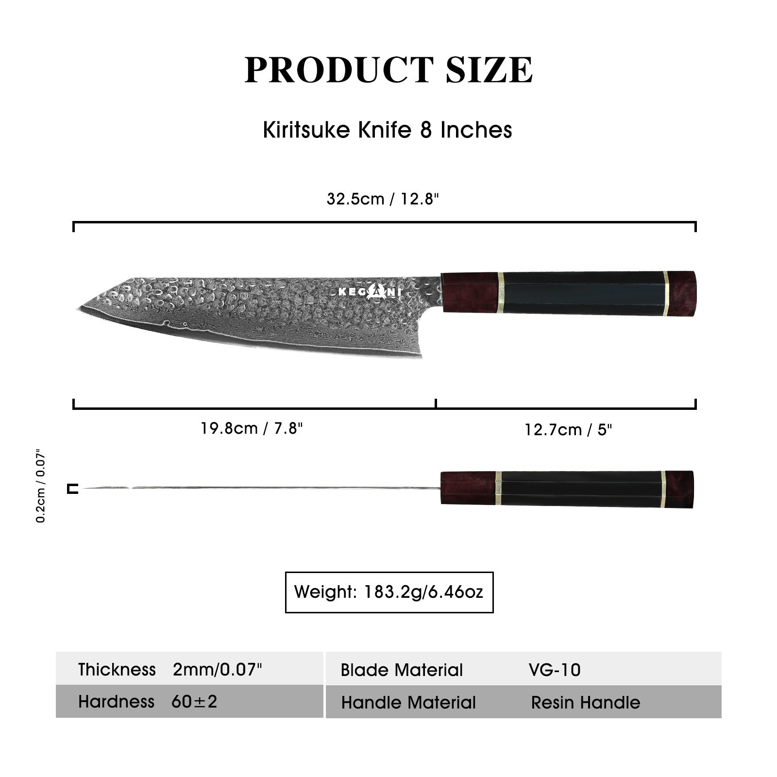 Kegani Signature Kiritsuke Chef Knife