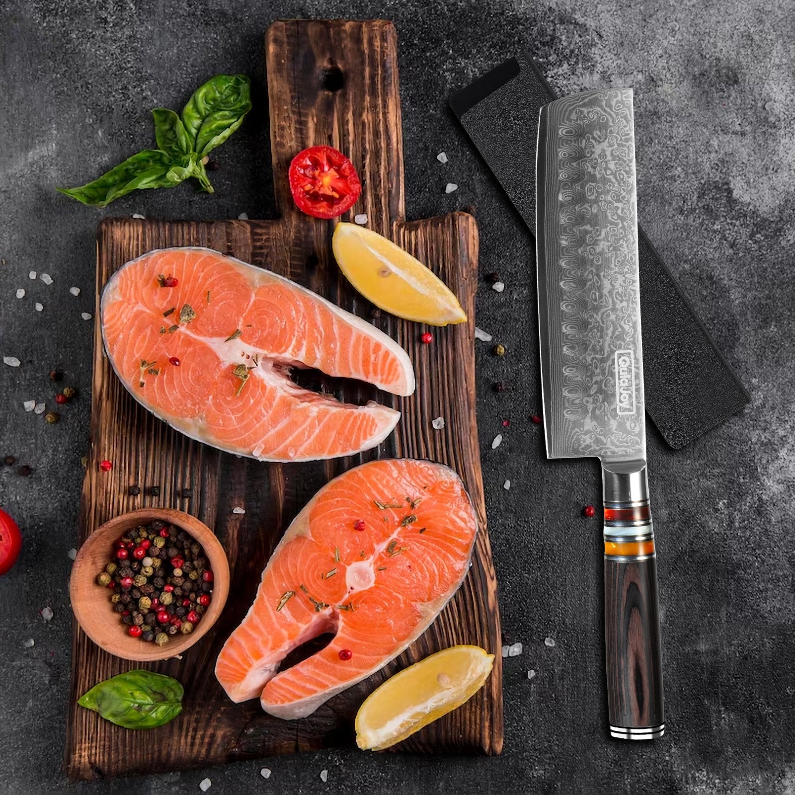 Qulajoy 7" Nakiri Chef Knife – Damascus VG-10 Steel, 67 Layers